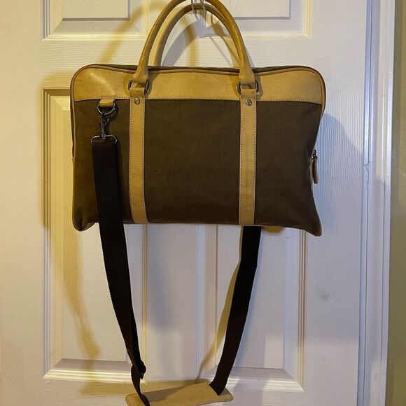 Rockport Brown Cotton & Synthetic leather tan Briefcase/ laptop bag. - Picture 1 of 15